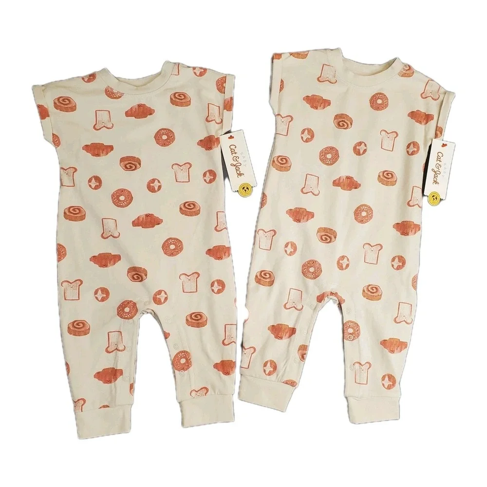 Unisex Baby Printed Pastry Romper Lot Of 2,‎ Size 3/6 Mo. Short Sleeve - NWT